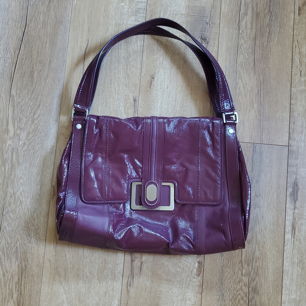 Jill Stuart Purple Genuine Leather Large Shoulder Bag Tote 13x11x4